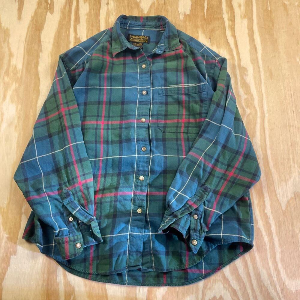 Vintage Eddie Bauer Plaid Button-Up Shirt – Women’s M